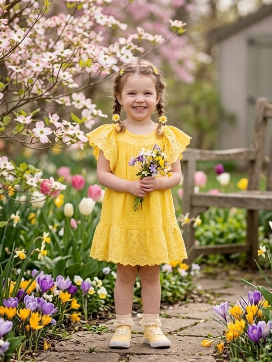 Rachel Zoe Other - Rachel Zoe Boho Light Yellow Crochet Textured Dress Size 4T